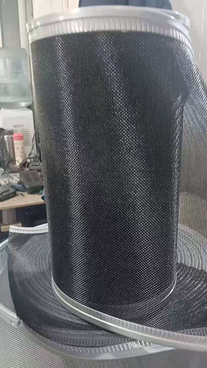 Close view of dense reinforced mesh used for a heavy duty magnetic screen door
